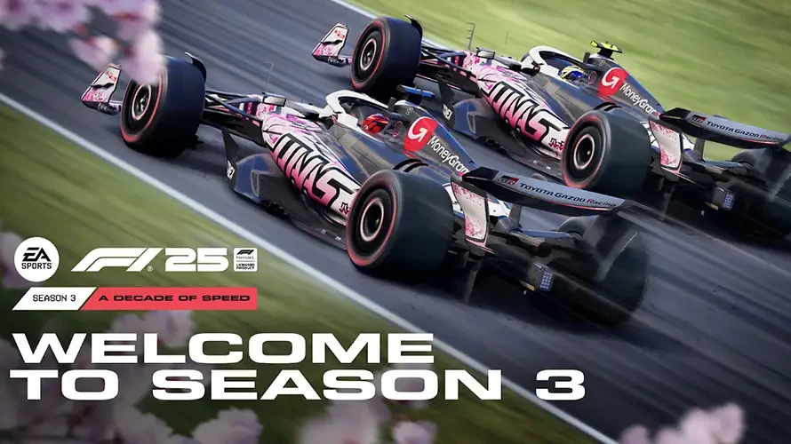 F1® 25 lanza Temporada 3 “Una década de velocidad” con eventos por aniversario Haas, F2™ 2025 y actualización de pilotos.