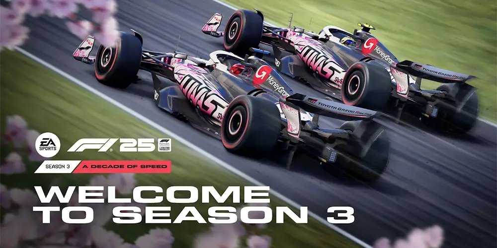 F1® 25 lanza Temporada 3 “Una década de velocidad” con eventos por aniversario Haas, F2™ 2025 y actualización de pilotos.